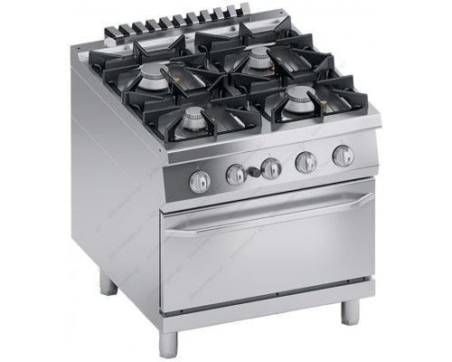 Επαγγελματική Κουζίνα 4 Εστιών Αερίου + Φούρνο Αερίου S900 80 x 90 εκ. K4GCUP10FF ATA srl Ιταλίας