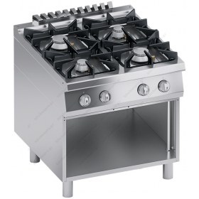 Commercial Gas 4 Ranges + Open Cabinet 80 x 90 cm S900 K4GCUP10VV ATA srl Italy
