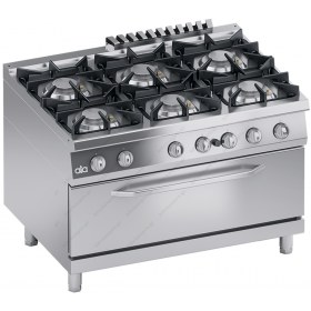 Commercial Gas Cooker 6 Ranges + Gas Oven S900 120 x 90 cm K4GCUS15FFM ATA srl Italy