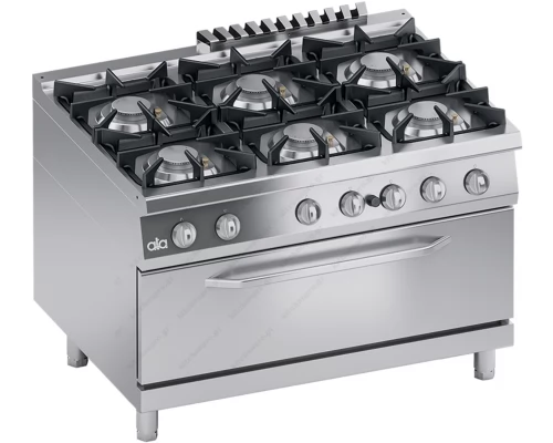 Commercial Gas Cooker 6 Ranges + Gas Oven S900 120 x 90 cm K4GCUS15FFM ATA srl Italy