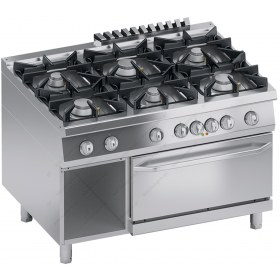 Commercial Gas Cooker 6 Ranges + Electric Oven + Open Cabinet S900 120 x 90 cm K4MCUP15FF ATA srl Italy