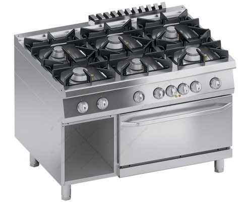 Επαγγελματική Κουζίνα 6 Εστιών Αερίου + Φούρνο Ηλεκτρικό + Αποθηκευτικό Ερμάριο S900 120 x 90 εκ. K4MCUP15FF ATA srl Ιταλίας
