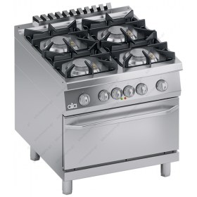 Commercial Gas Cooker 4 Ranges + Electric Oven S900 80 x 90 cm K4MCUS10FF ATA srl Italy