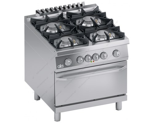 Επαγγελματική Κουζίνα 4 Εστιών Αερίου + Φούρνο Ηλεκτρικό S900 80 x 90 εκ. K4MCUP10FF ATA srl Ιταλίας