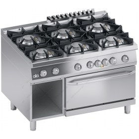 Commercial Gas Cooker 6 Ranges + Electric Oven + Open Cabinet S900 120 x 90 cm K4MCUS15FF ATA srl Italy