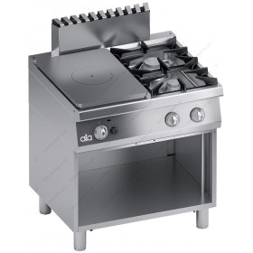Commercial Gas Range 2 Burners + Solid Top + Open Cabinet 80 x 70 cm S700 K7GCTP10VV ATA srl Italy