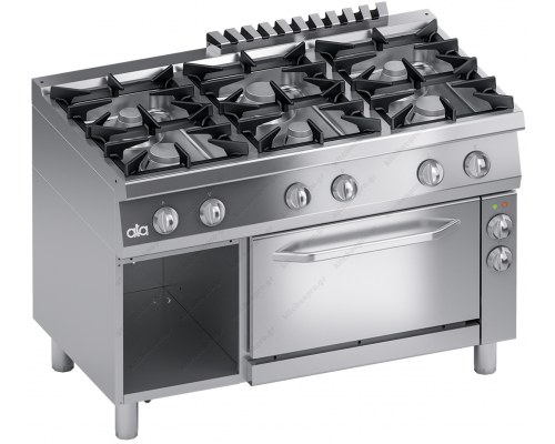 Commercial Cooker 6 Ranges + Convection Oven 120 x 70 cm S700 K7MCUP15FV ATA srl Italy