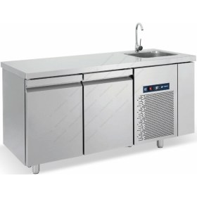 Επαγγελματικό Ψυγείο Πάγκος - Συντήρηση 159 x 70 εκ. με 2 Πόρτες GN 1/1 & Νεροχύτη PG159 BAMBAS Ελλάδος