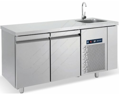 Επαγγελματικό Ψυγείο Πάγκος - Συντήρηση 159 x 70 εκ. με 2 Πόρτες GN 1/1 & Νεροχύτη PG159 BAMBAS Ελλάδος