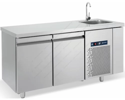 Refrigerated Counter - Cooler 159 x 70 cm 2 Doors GN 1/1 & Sink 40 x 40 PG159 BAMBAS Greece