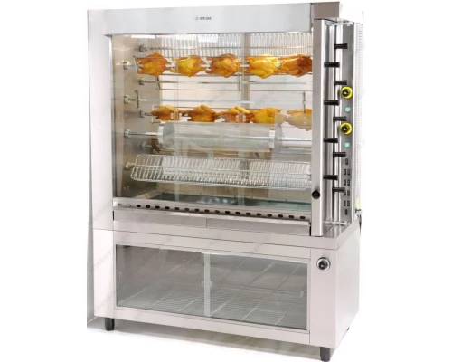 Gas Rotisserie with 9 Spits 63 Chickens & Heat Cabinet KG9 SERGAS