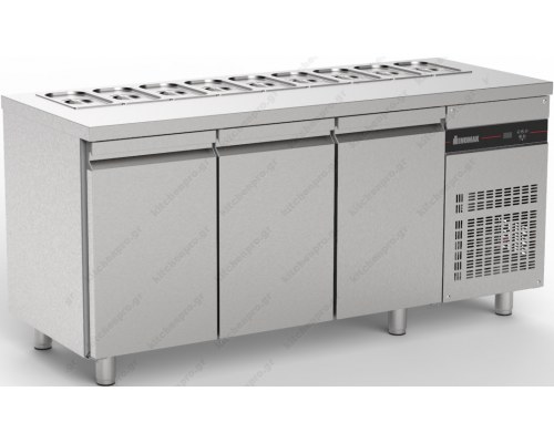 Επαγγελματικό Ψυγείο Πάγκος Τοστ - Σαλατών-Συντήρηση 179,2 x 70 εκ. με 3 Πόρτες ZGFP999 ΙΝΟΜΑΚ Ελλάδος