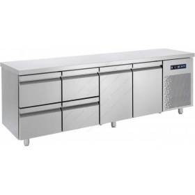 Επαγγελματικό Ψυγείο Πάγκος - Συντήρηση 239 x 70 εκ. 4 Συρτάρια GN 1/1 & 2 Πόρτες PG239 2S2P BAMBAS Ελλάδος