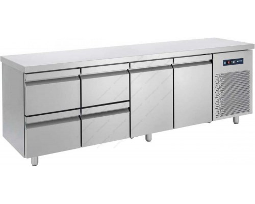 Επαγγελματικό Ψυγείο Πάγκος - Συντήρηση 239 x 70 εκ. 4 Συρτάρια GN 1/1 & 2 Πόρτες PG239 2S2P BAMBAS Ελλάδος