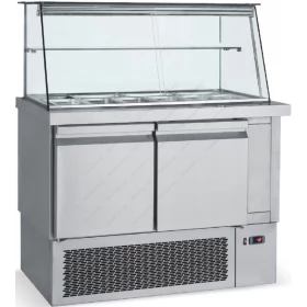 Saladette Refrigerated Counter 110 x 70 cm 2 Doors & Display GN 1/4 SM110 BAMBAS Greece