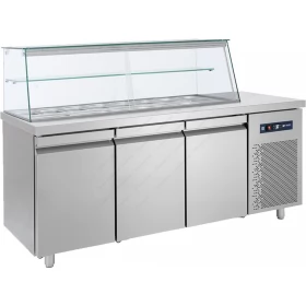 Saladette Refrigerated Counter 185 x 70 cm 3 Doors & Display GN 1/4 SM185 BAMBAS Greece