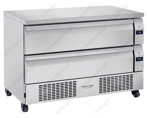 Τροχήλατο Ψυγείο Πάγκος - Συντήρηση ή Κατάψυξη 123 x 70 εκ. 2 Συρτάρια 2 GN 1/1 DWT 122 COOLHEAD Ιταλίας