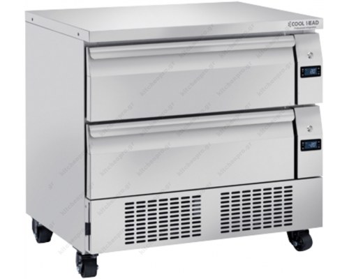 Τροχήλατο Ψυγείο Πάγκος - Συντήρηση ή Κατάψυξη 90,5 x 70 εκ. 2 Συρτάρια 2 GN 1/1 DWT 92 COOLHEAD Ιταλίας