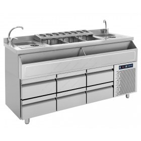 Διπλό Ψυχόμενο Coctail Station - Ψυχόμενο Bar Station 185 εκ. με 2 Λεκάνη Νερού & 2 Rinser BRST_PS 185, BAMBAS Ελλαδος