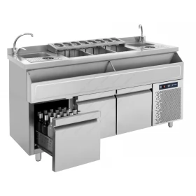 Διπλό Ψυχόμενο Coctail Station - Ψυχόμενο Bar Station 185 εκ. με 2 Λεκάνη Νερού & 2 Rinser BRST_PSS 185, BAMBAS Ελλαδος