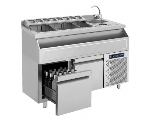 Ψυχόμενο Coctail Station - Ψυχόμενο Bar Station 139 εκ. με Λεκάνη Νερού & Rinser BRST_PSS 139, BAMBAS Ελλαδος