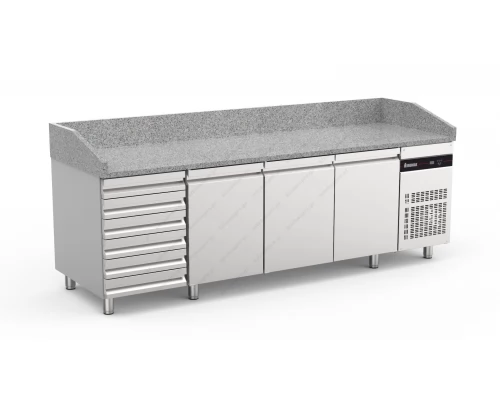 Refrigerator for Pizza with Granite 254 x 80 cm. PIZC888/ND/I/G INOMAK Greece