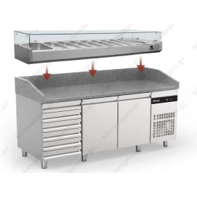 Refrigerator for Pizza with Granite 254 x 80 cm. PIZC888/ND/I/G INOMAK Greece