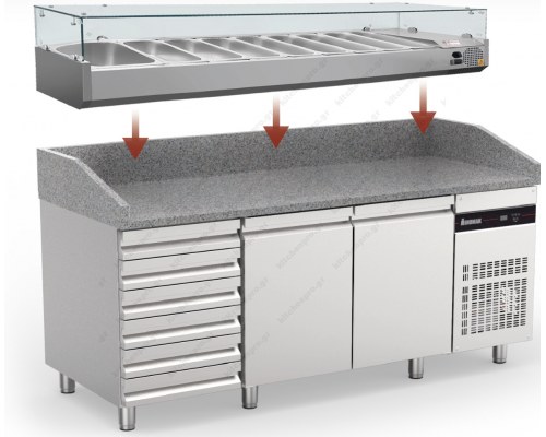 Ψυγείο Πίτσας με Γρανίτη 150 x 80 εκ. PIZC88/I/G INOMAK Ελλάδος