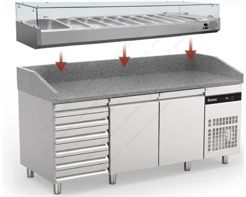 Refrigerator for Pizza with Granite 150 x 80 cm. PIZC88/I/G INOMAK Greece