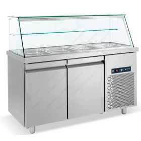 Saladette Refrigerated Counter 139 x 70 cm 2 Doors & Display GN 1/1 SMGN139 BAMBAS Greece