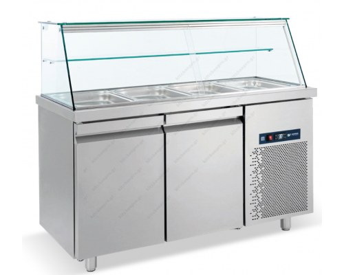 Επαγγελματικό Ψυγείο Τόστ - Σαλατών 139 x 70 εκ. 2 Πόρτες & Bιτρίνα GN 1/1 SMGN139 BAMBAS Ελλάδος