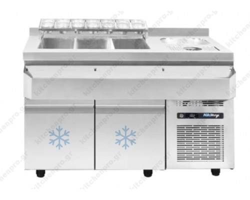 Ψυχόμενο Coctail Station - Ψυχόμενο Bar Station 134 εκ. με Λεκάνη Νερού BS RE 134M, NIKI INOX Ελλαδος