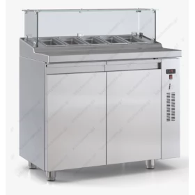 Saladette Bar Refrigerated Counter 105 x 70 cm 2 Doors & Display, GN 1/4 without compressor PS10570BAR, INOX DOBROS Greece