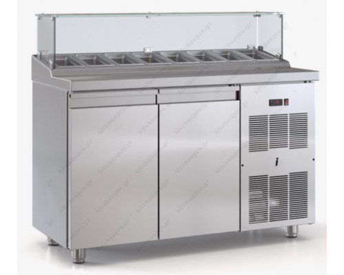 Επαγγελματικό Ψυγείο Τόστ - Σαλατών 135 x 70 εκ. 2 Πόρτες & Καπάκι GN 1/4 PSM13070BAR, INOX DOBROS Ελλάδος