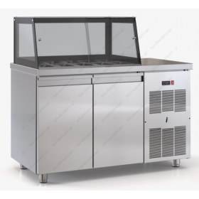 Επαγγελματικό Ψυγείο Τόστ - Σαλατών 1350x 70 εκ. 2 Πόρτες & Bιτρίνα, 1 Σειρά GN 1/4 PSM13070SALAD, DOBROS INOX Ελλάδος