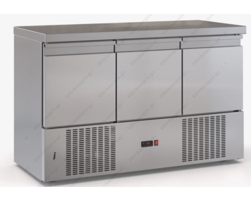 Επαγγελματικό Ψυγείο Πάγκος-Συντήρηση 135 x 60 εκ. με 3 Πόρτες GN 1/1 PSM13560DM DOBROS INOX Ελλάδος