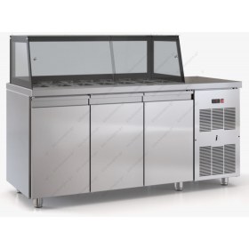 Επαγγελματικό Ψυγείο Τόστ - Σαλατών 175 x 70 εκ. 3 Πόρτες & Bιτρίνα GN 1/4 PSM17570SALAD, DOBROS INOX Ελλάδος