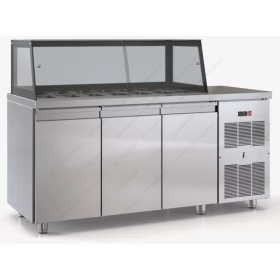 Saladette Refrigerated Counter 175 x 70 cm 3 Doors & Display GN 1/4 PSM17570SALAD, DOBROS INOX Greece