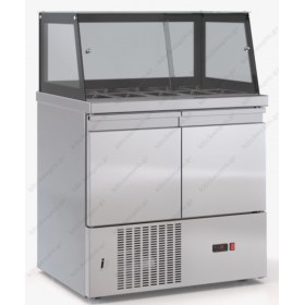 Επαγγελματικό Ψυγείο Τόστ - Σαλατών 90 x 70 εκ. 2 Πόρτες & Bιτρίνα, 2 Σειρες GN 1/4 PSM9070DM, DOBROS INOX Ελλάδος