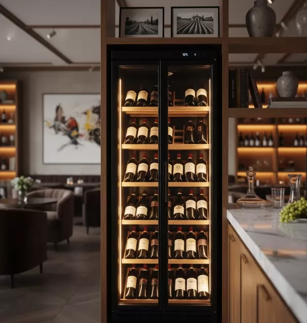 Επαγγελματικό ψυγείο κρασιού με σταθερή θερμοκρασία για άριστη συντήρηση και παλαίωση φιαλών